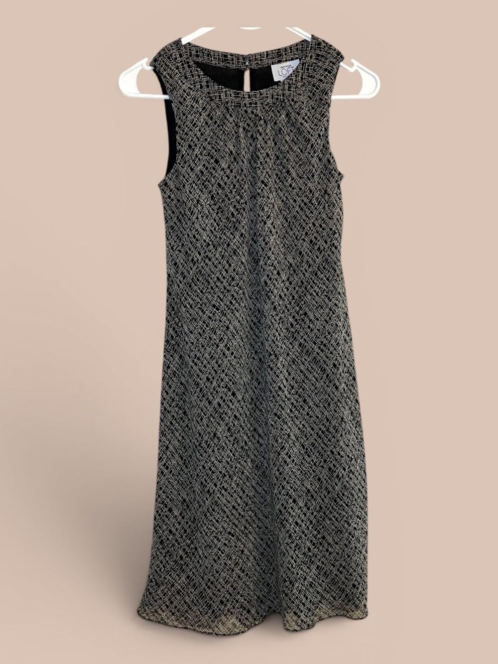 Ann Taylor Dressy Black Tan Crosshatch Sheath Size 0P